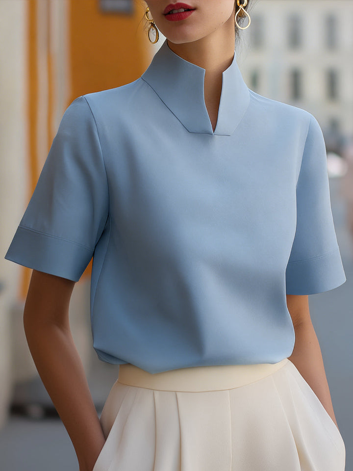 Sloane | Minimalist Sculptural Stand-Collar Blouse