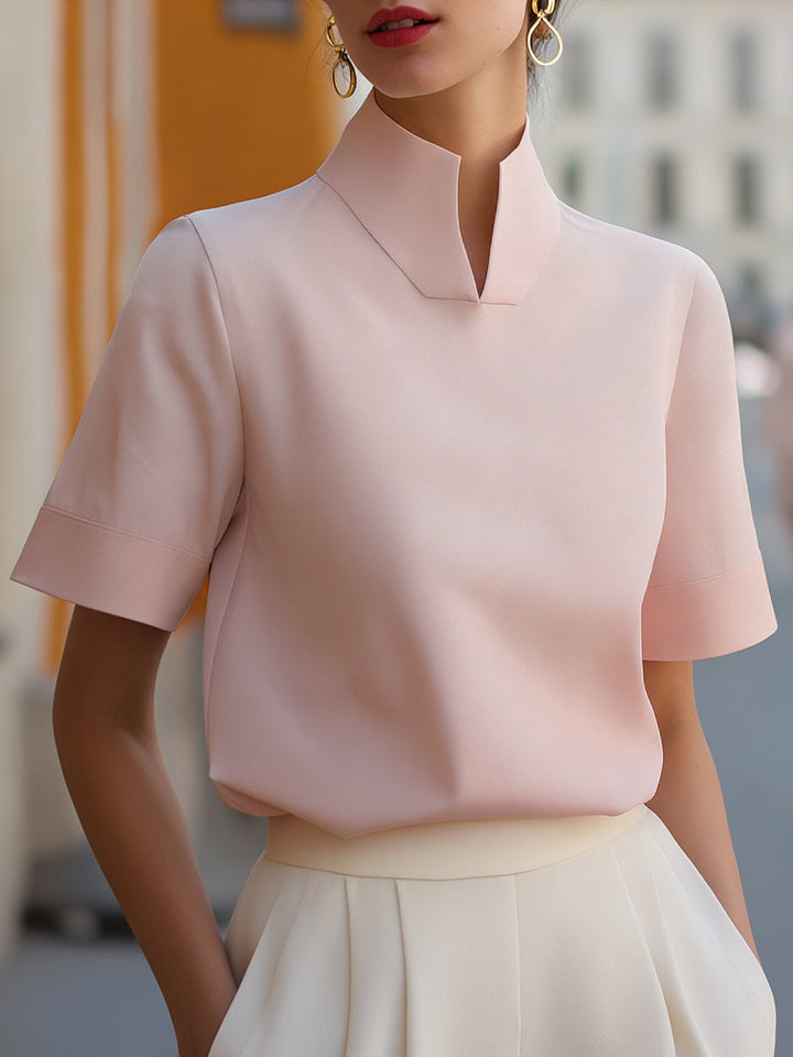 Sloane | Minimalist Sculptural Stand-Collar Blouse