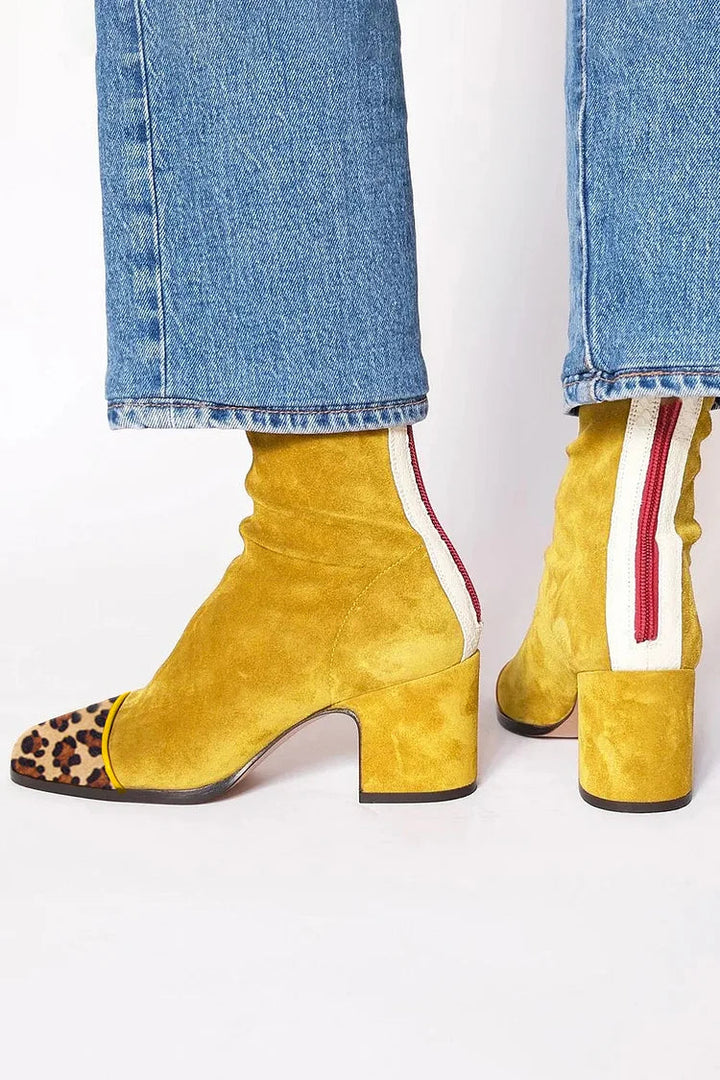 Pamela | Mid Heel Ankle boots with Sporty Details