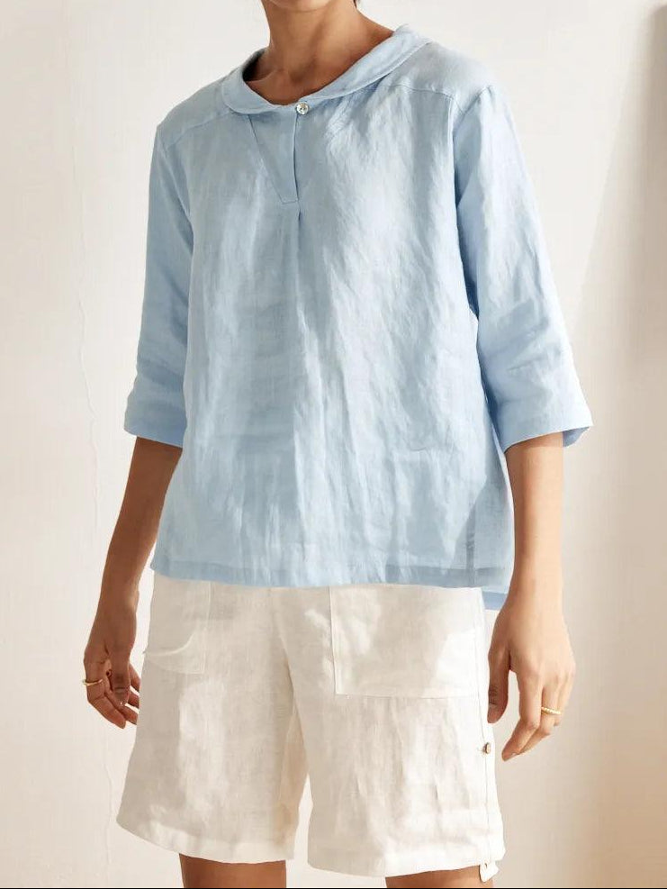 Katherine | Effortless V-Neck Peter Pan Blouse