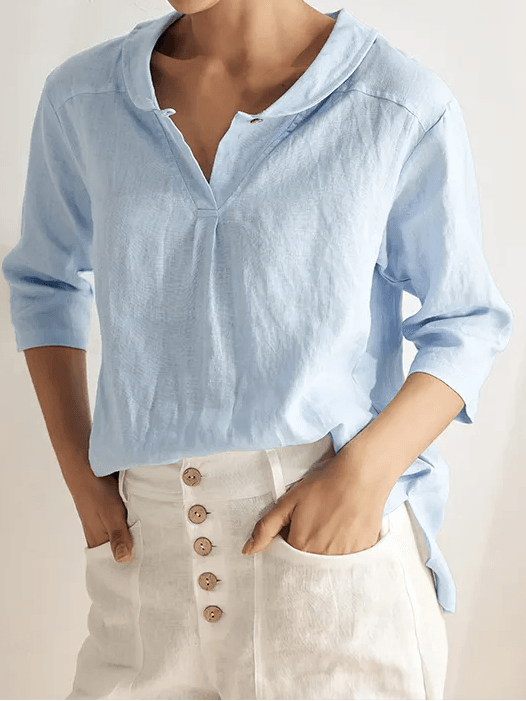 Katherine | Effortless V-Neck Peter Pan Blouse