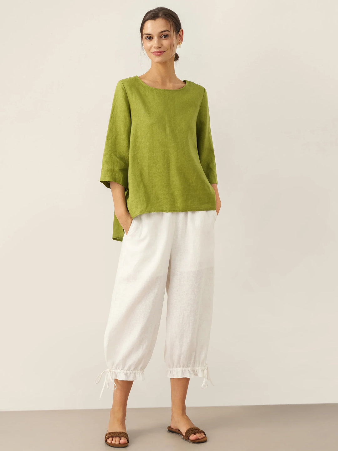 Brianna | Elegant Round-Neck Asymmetrical Hem Top