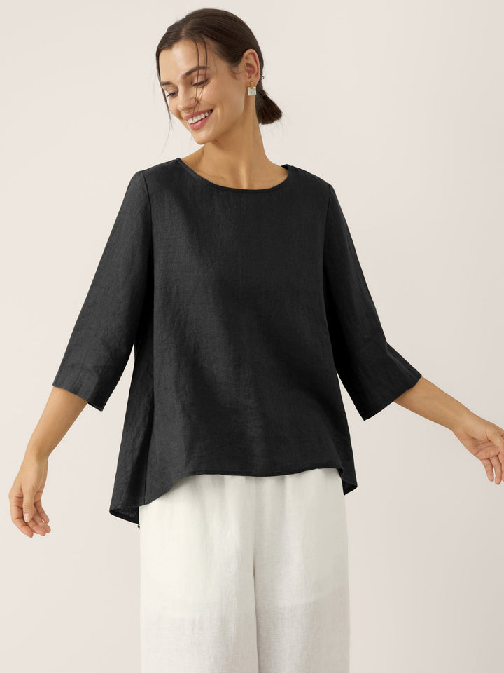 Brianna | Elegant Round-Neck Asymmetrical Hem Top