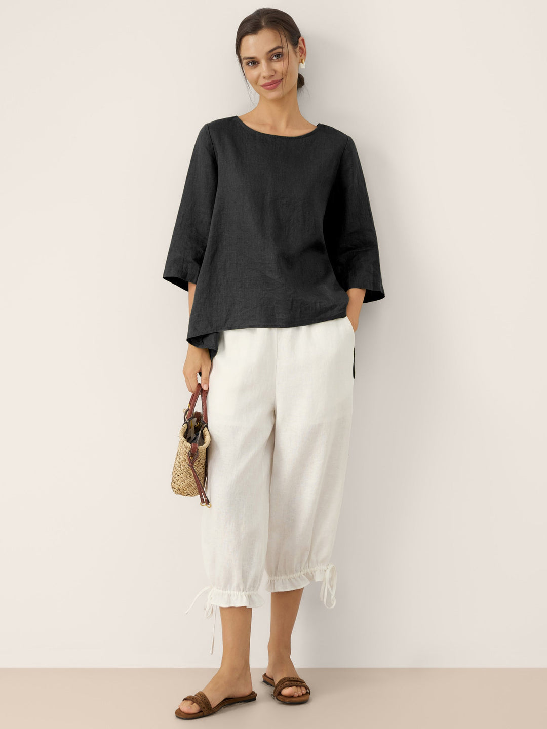 Brianna | Elegant Round-Neck Asymmetrical Hem Top