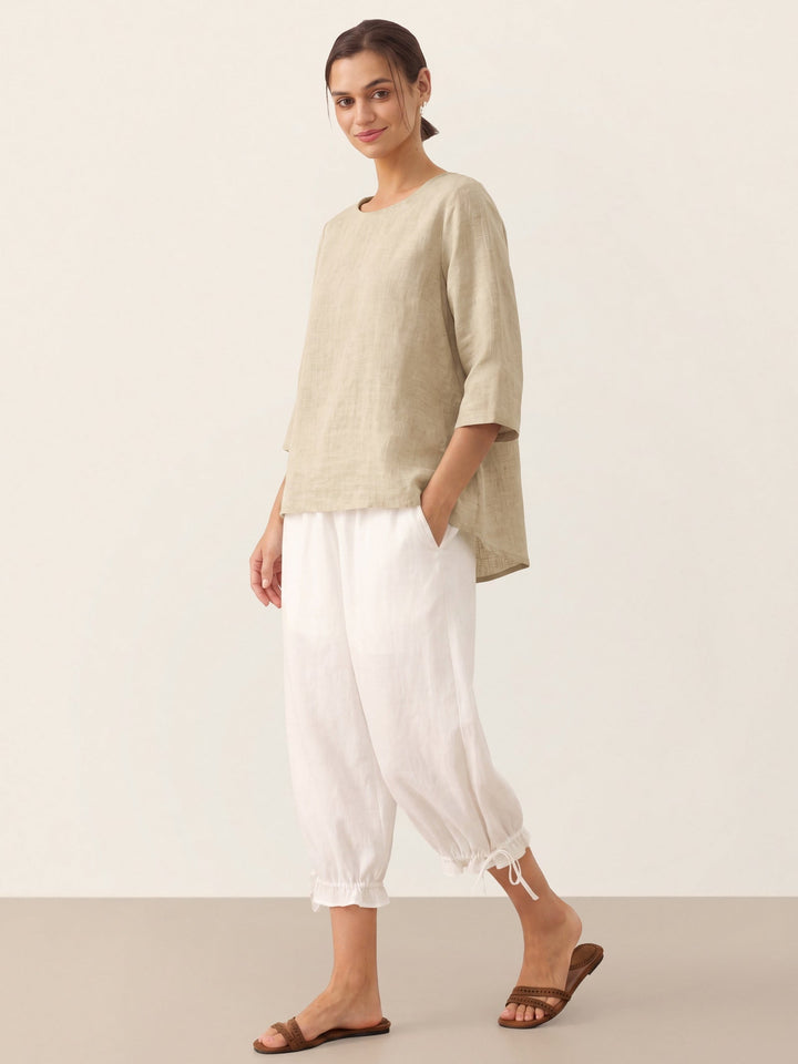 Brianna | Elegant Round-Neck Asymmetrical Hem Top