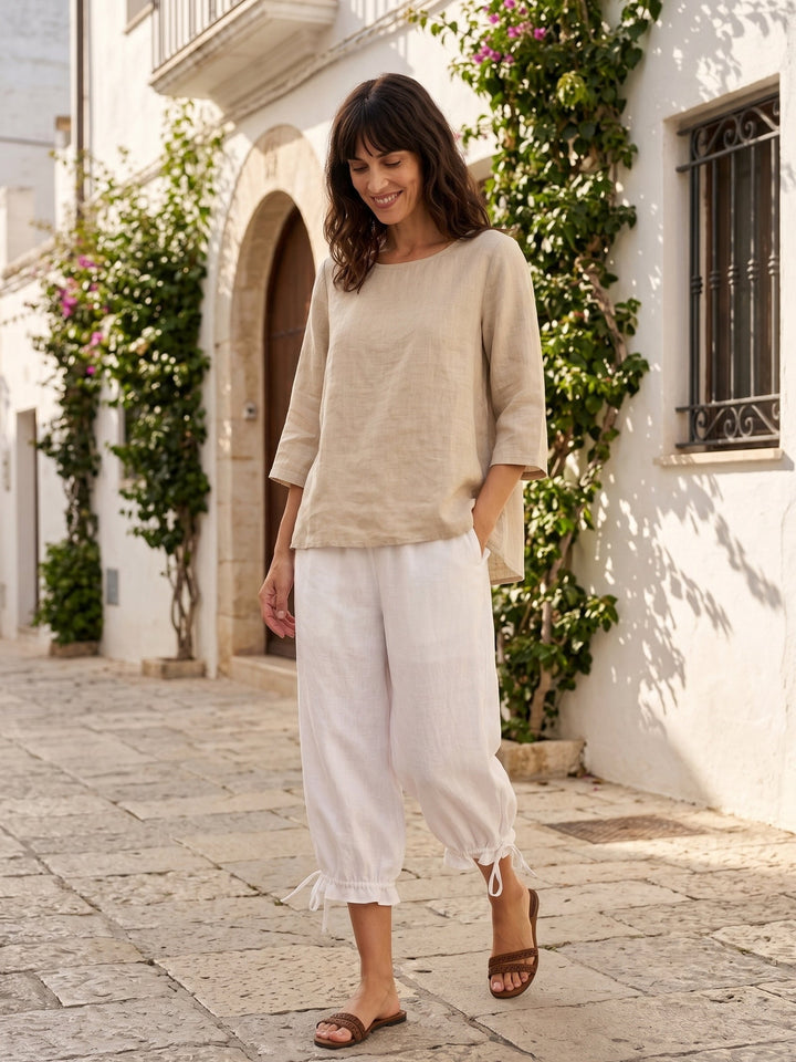 Brianna | Elegant Round-Neck Asymmetrical Hem Top