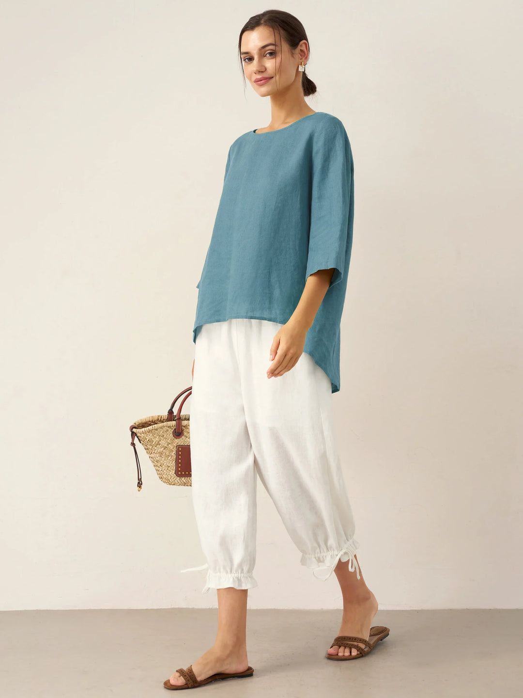 Brianna | Elegant Round-Neck Asymmetrical Hem Top