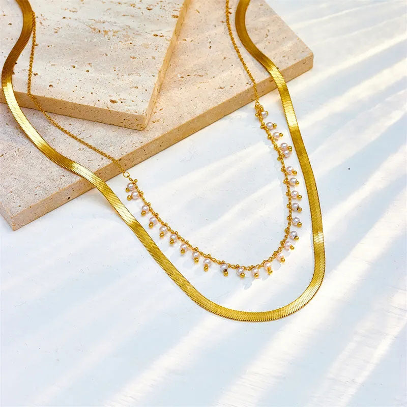 Jamie | Luxe Snake Choker & Pearl Jewelry Set 18K Gold