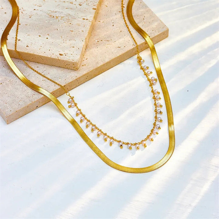 Jamie | Luxe Snake Choker & Pearl Jewelry Set 18K Gold