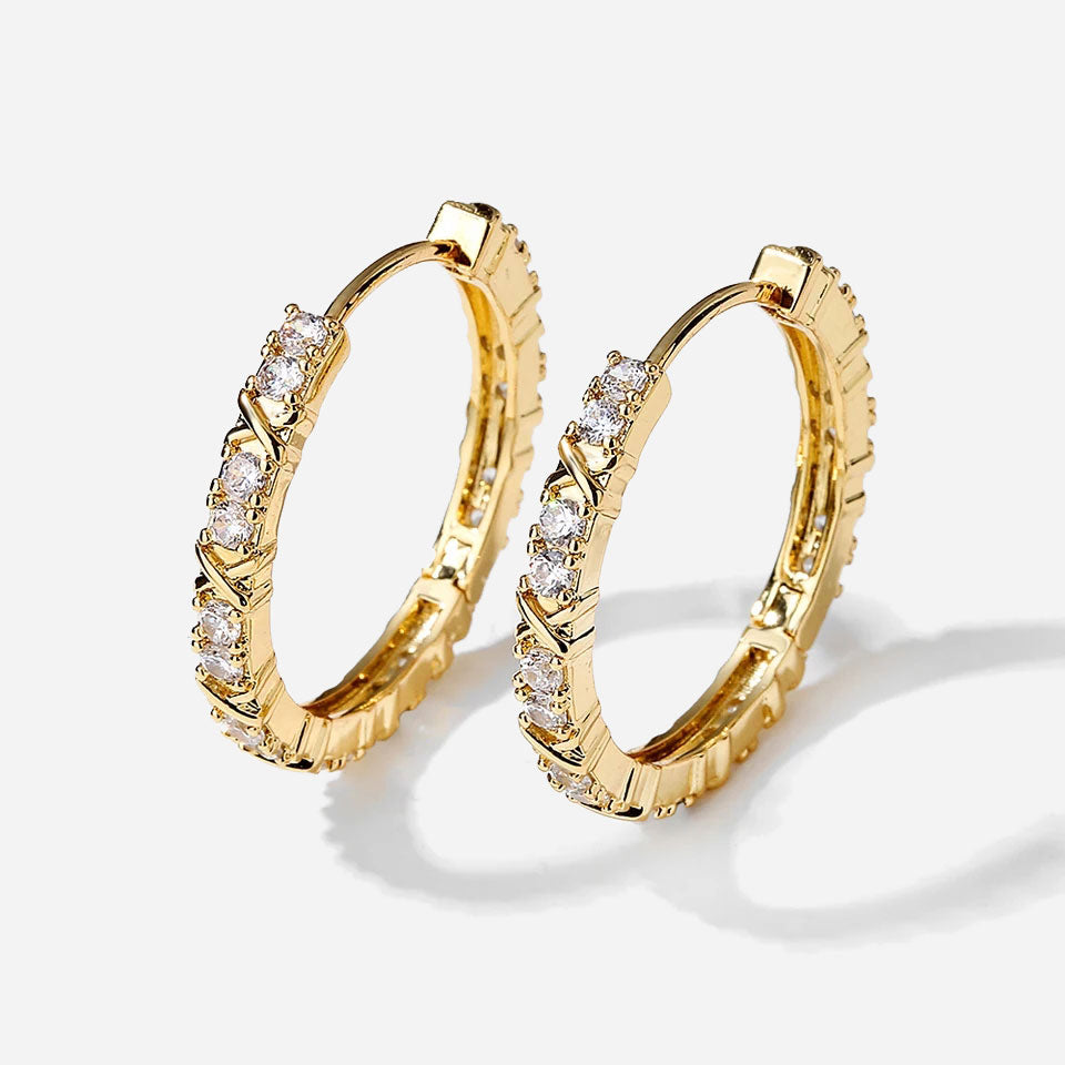 Jamie | Zirconia Cross Earrings in 18K Gold