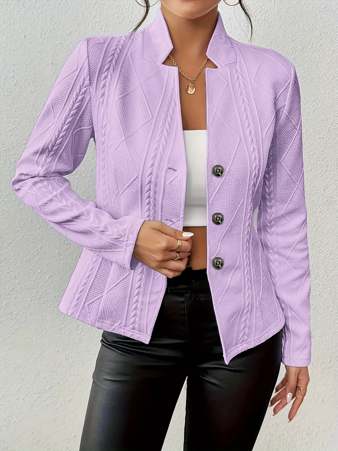 Lisa | Textured Knit Button Front Blazer