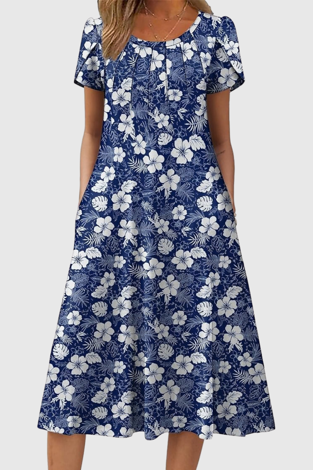 Wendy | Graceful Round-Neck Elegance Midi Dress