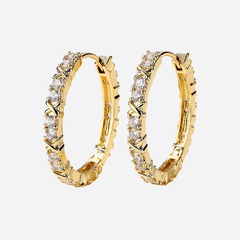 Jamie | Zirconia Cross Earrings in 18K Gold