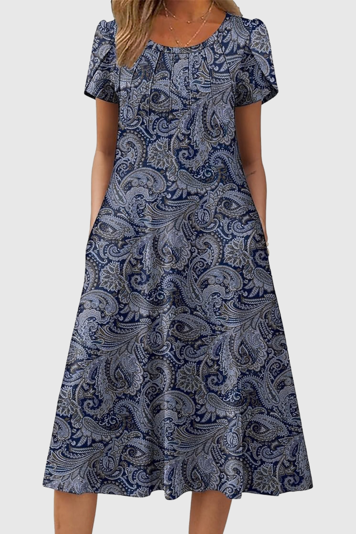 Wendy | Graceful Round-Neck Elegance Midi Dress