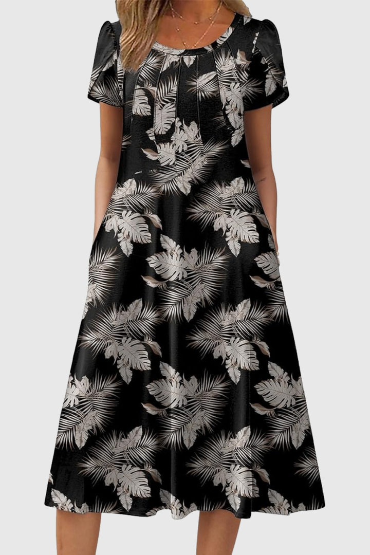 Wendy | Graceful Round-Neck Elegance Midi Dress
