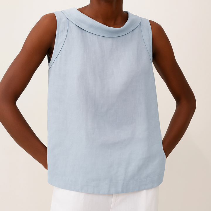 Caroline | Sophisticated Sleeveless Roll-Collar Top