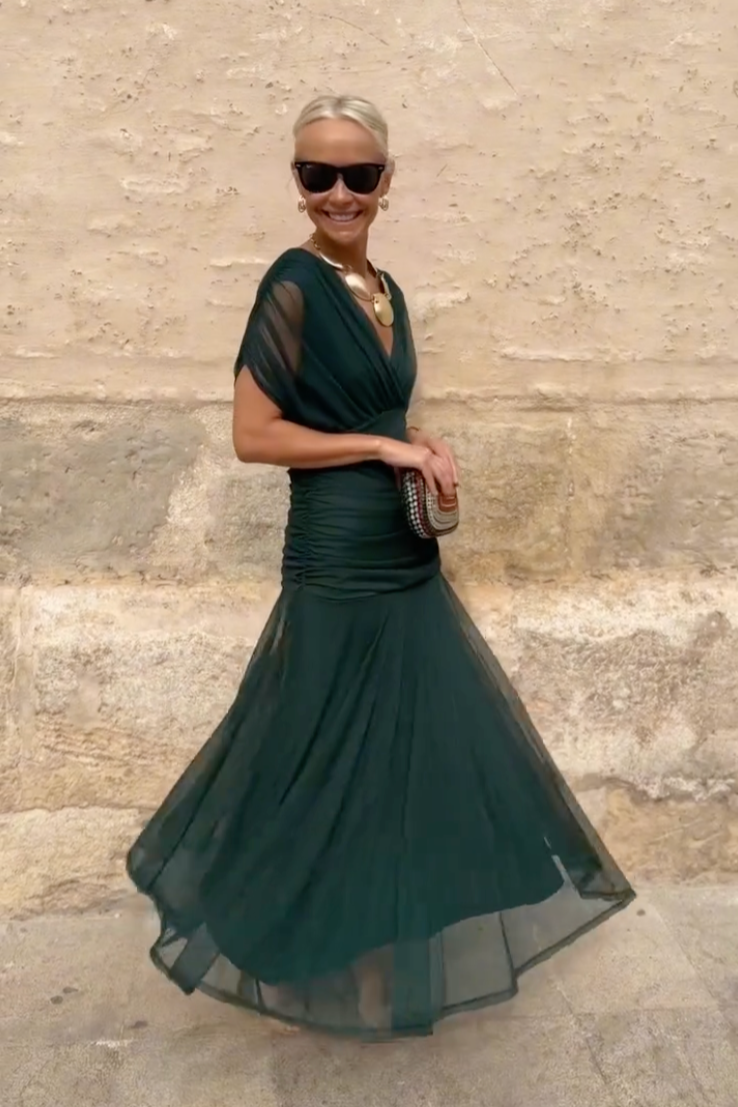 Luisa | Elegant Long Evening Dress with V-Neck