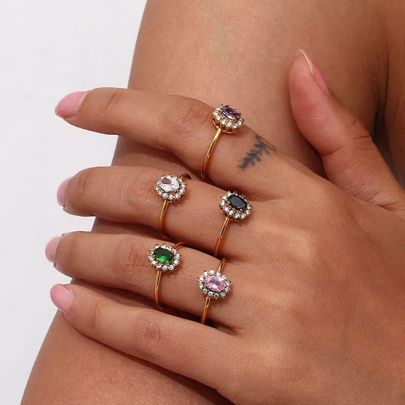 Jamie | Green Zirconia Ring 18K Gold