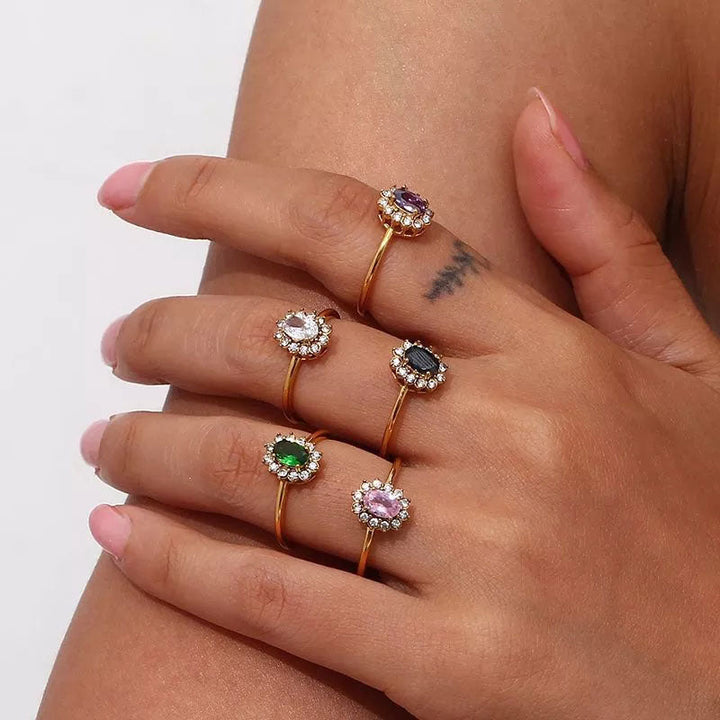Jamie | Green Zirconia Ring 18K Gold