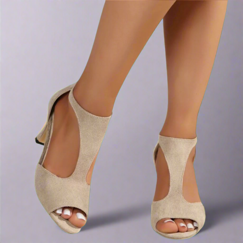 CUTOUT PEEP TOE HEELS