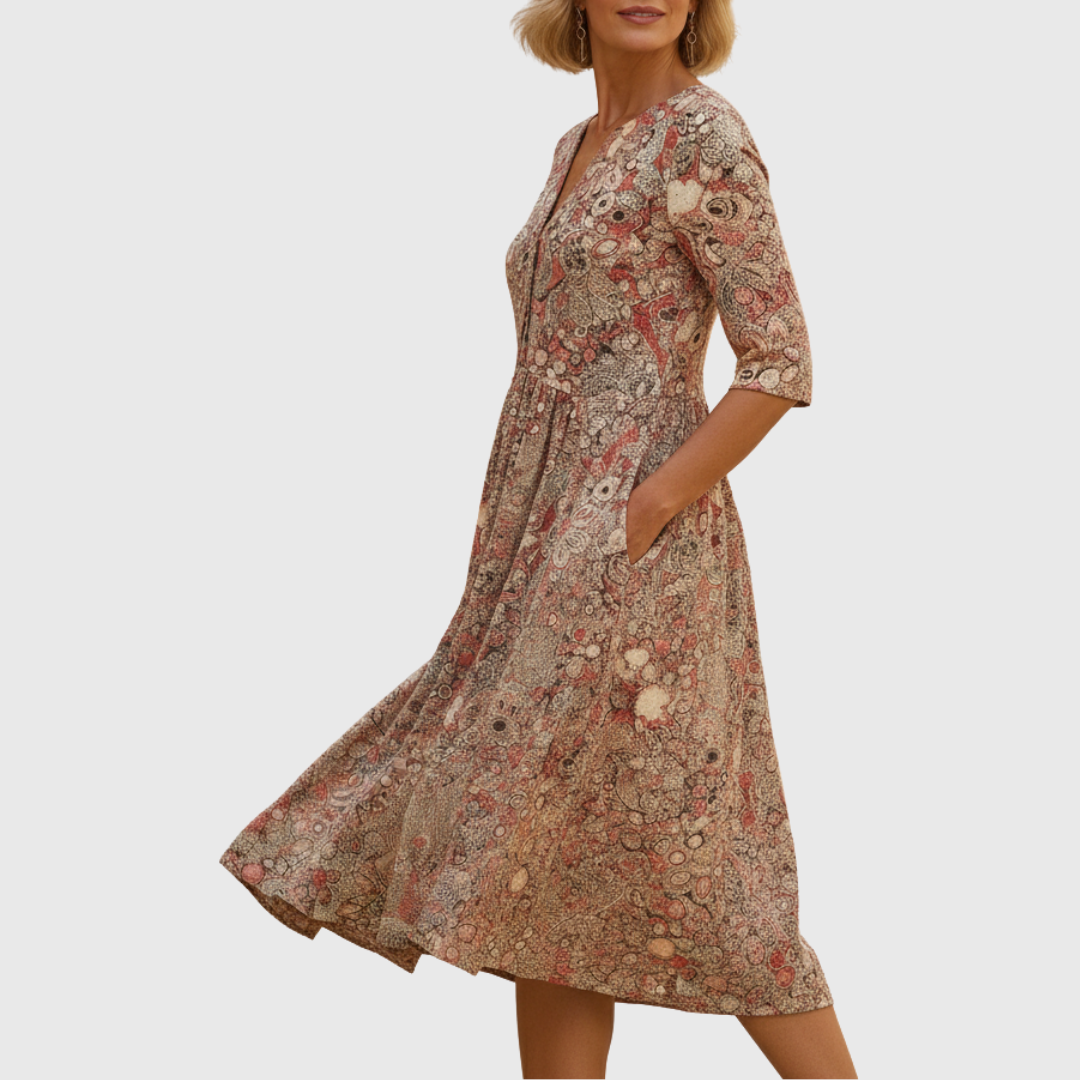 Molly | Graceful V-Neck Elegance Midi Dress