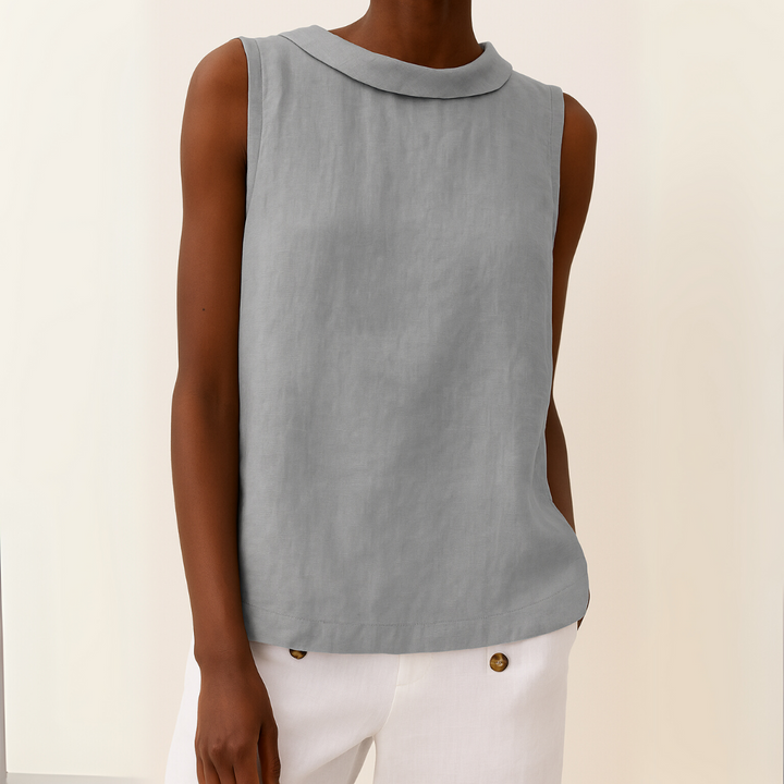 Caroline | Sophisticated Sleeveless Roll-Collar Top