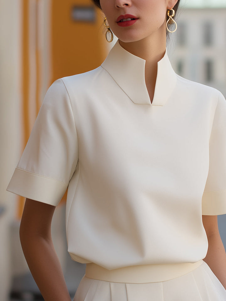 Sloane | Minimalist Sculptural Stand-Collar Blouse
