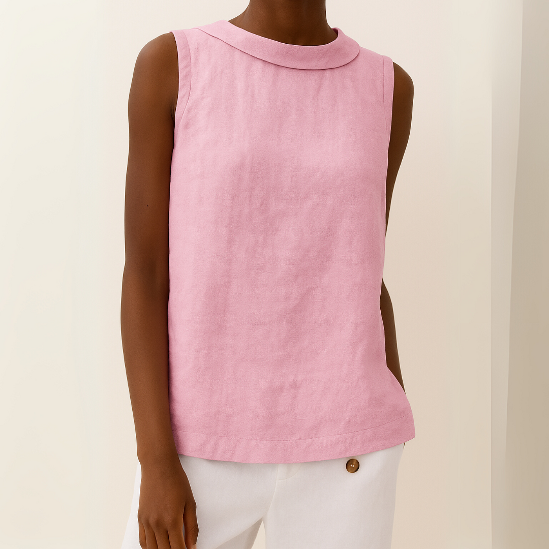 Caroline | Sophisticated Sleeveless Roll-Collar Top