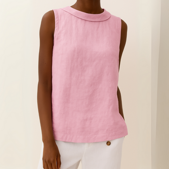 Caroline | Sophisticated Sleeveless Roll-Collar Top