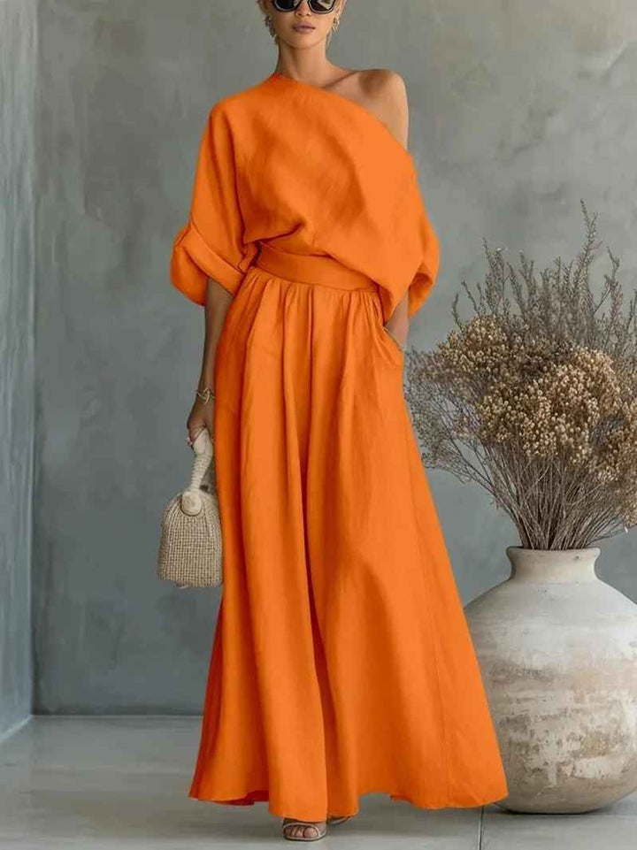 Lisa - Set with Off-Shoulder Top and Tapered Pants