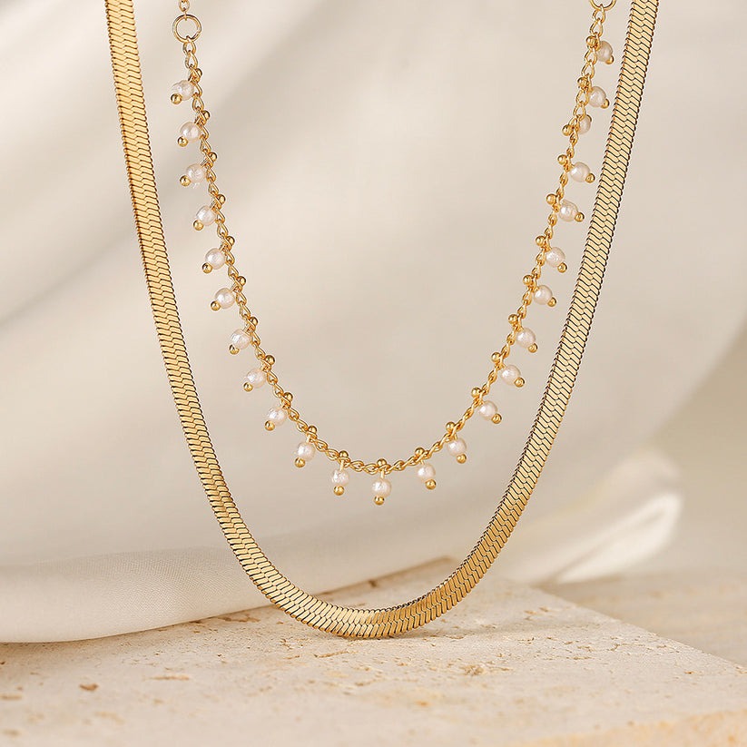 Jamie | Luxe Snake Choker & Pearl Jewelry Set 18K Gold