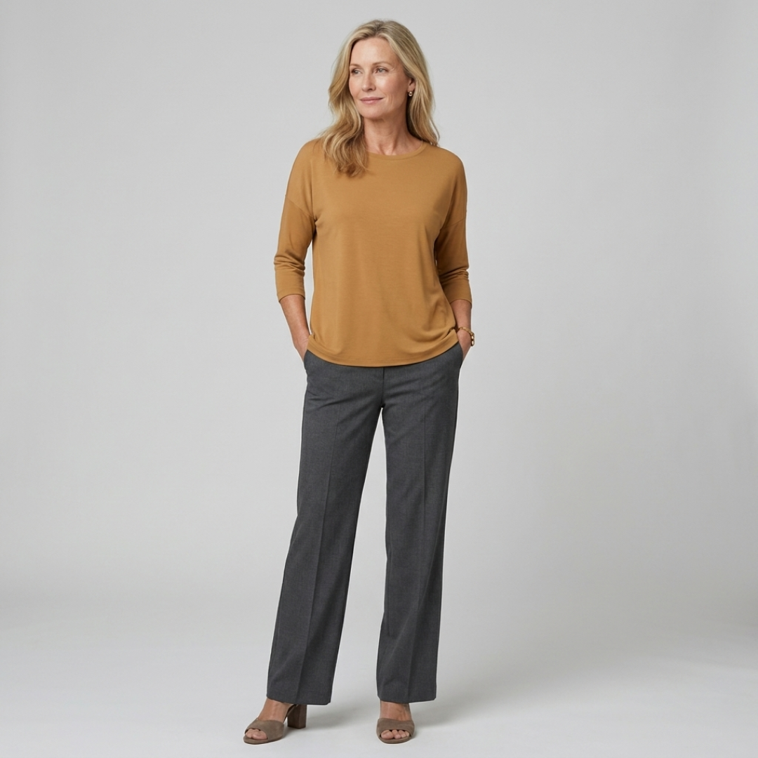 Stella | Women's Crew Neck 3/4 Sleeve Casual Everyday Top