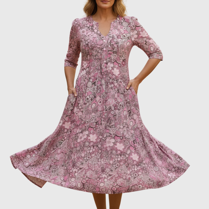 Molly | Graceful V-Neck Elegance Midi Dress