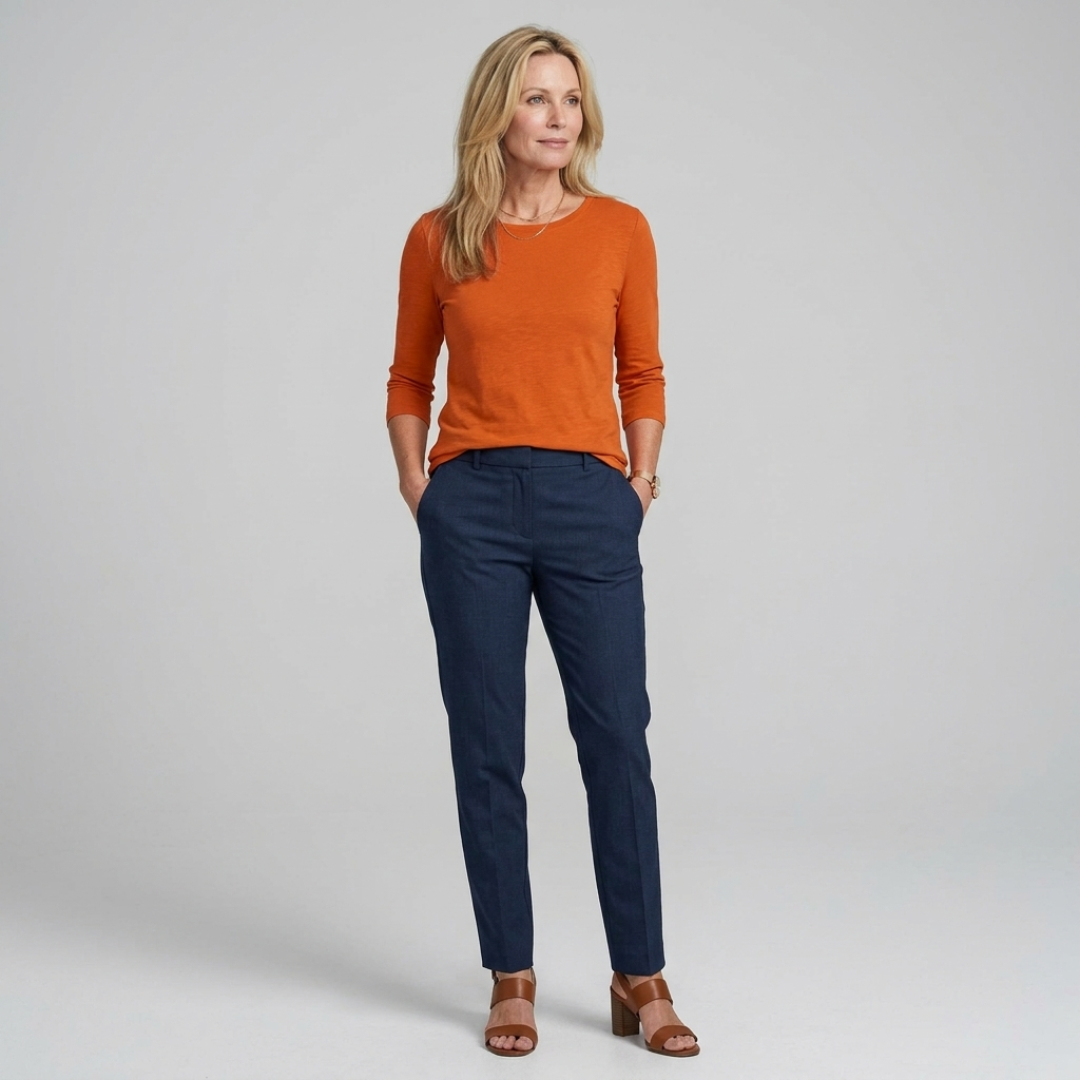 Stella | Women's Crew Neck 3/4 Sleeve Casual Everyday Top