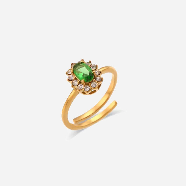 Jamie | Green Zirconia Ring 18K Gold