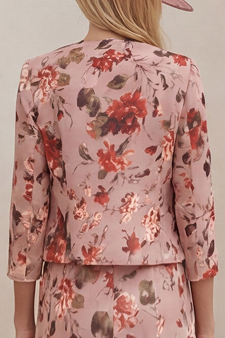 Diana | Elegant Ruched Floral Gown & Jacket