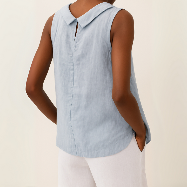 Caroline | Sophisticated Sleeveless Roll-Collar Top