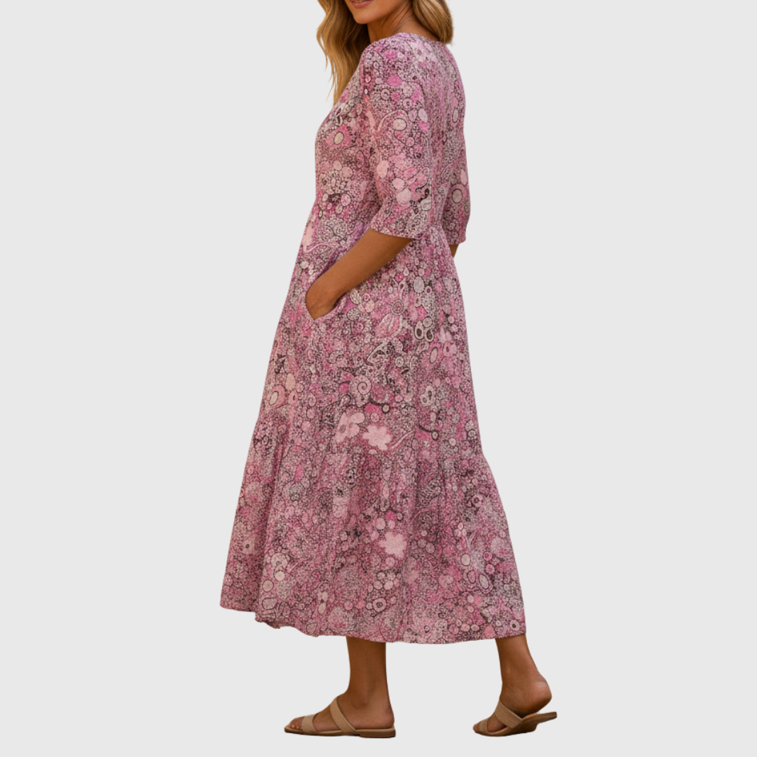 Molly | Graceful V-Neck Elegance Midi Dress