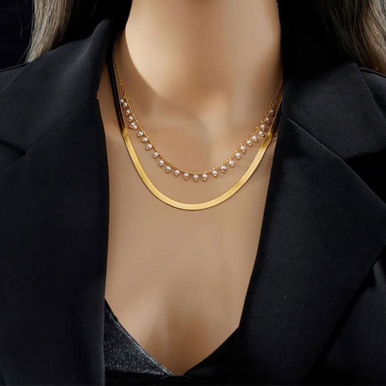 Jamie | Luxe Snake Choker & Pearl Jewelry Set 18K Gold