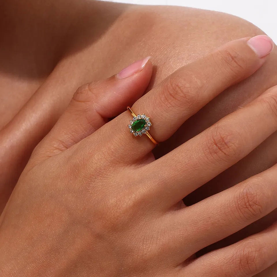 Jamie | Green Zirconia Ring 18K Gold