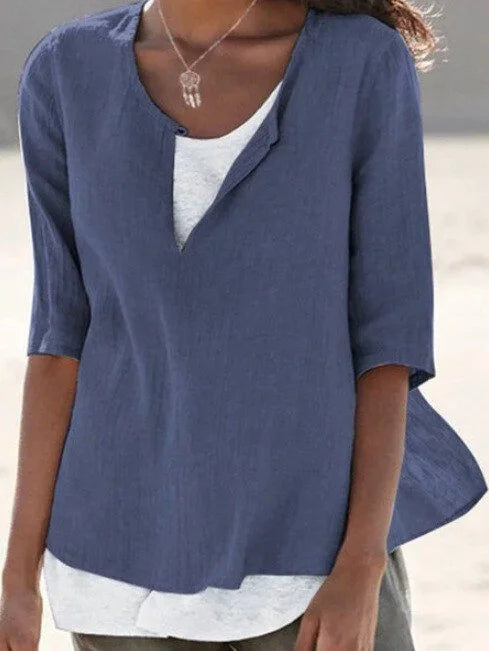 Maya | Effortless Split-Neck Artisan Blouse