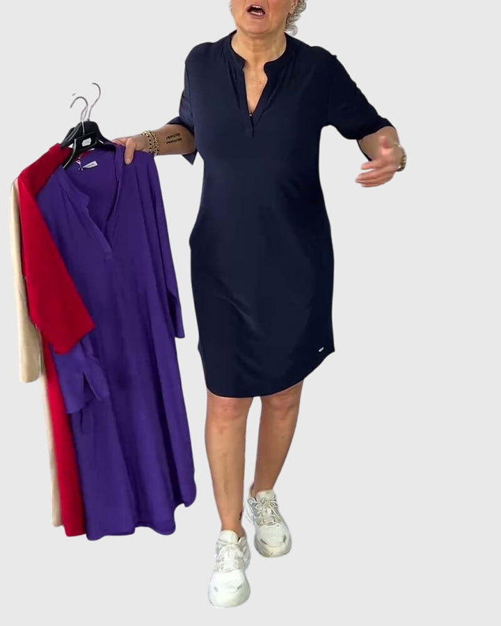 Jamie | Solid V-Neck Dress