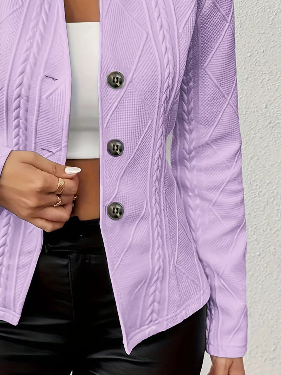 Lisa | Textured Knit Button Front Blazer