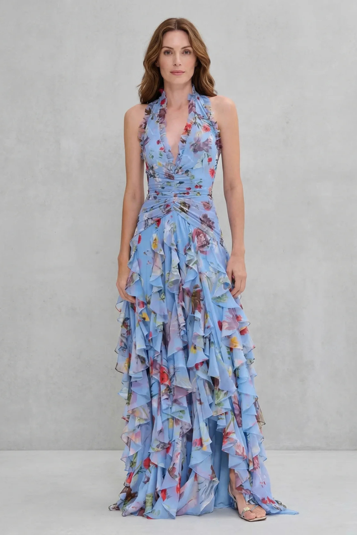 Belladina | Romantic Rose Halter Maxi Dress