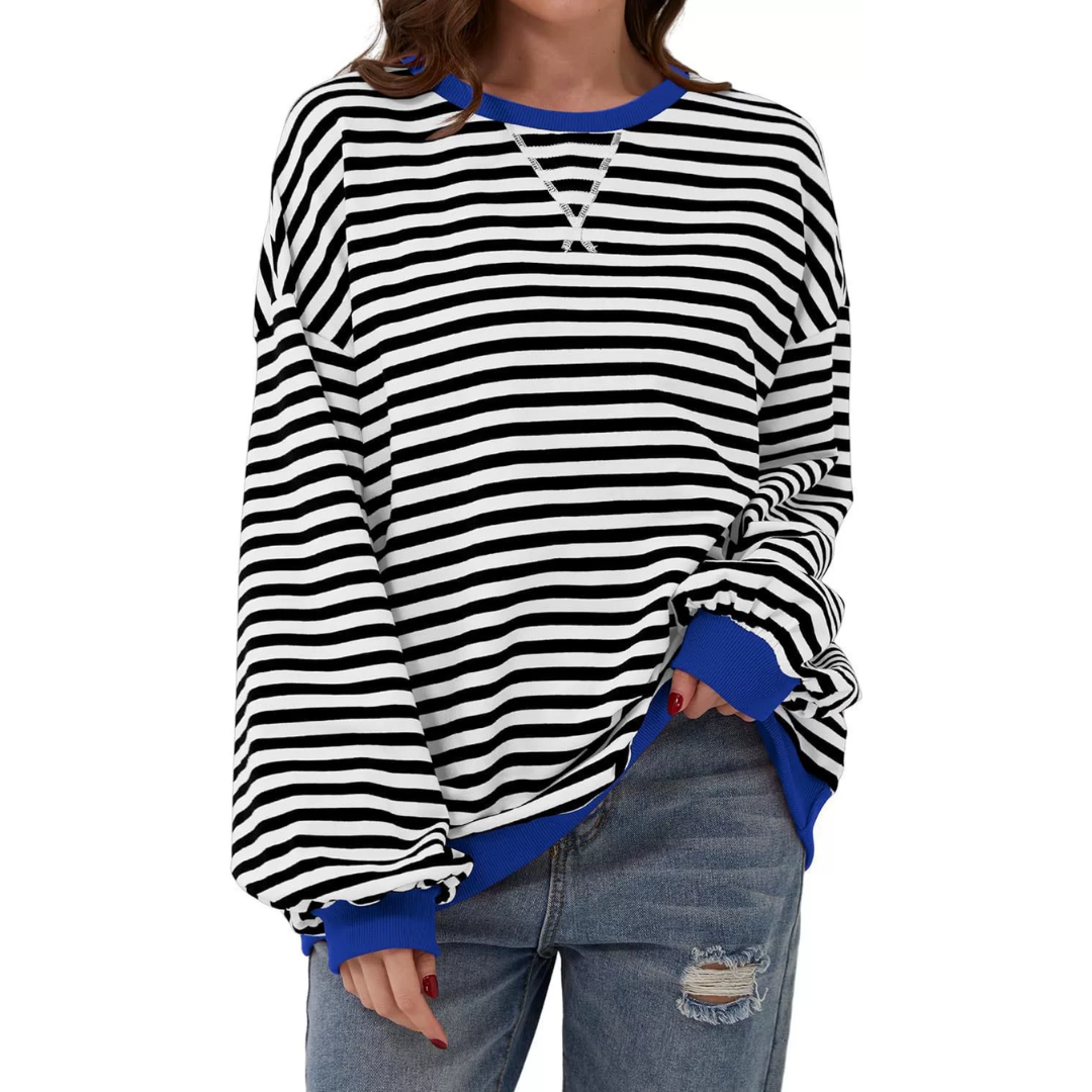 Darlowe | Relaxed Striped Lantern Sleeve Hoodie
