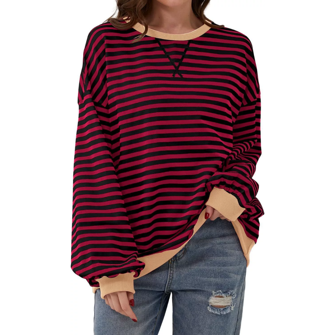 Darlowe | Relaxed Striped Lantern Sleeve Hoodie