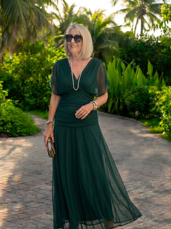 Luisa | Elegant Long Evening Dress with V-Neck