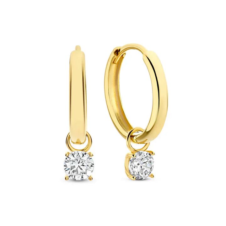 Jamie | Moonbeam Stone Hoop Earrings 14k Gold