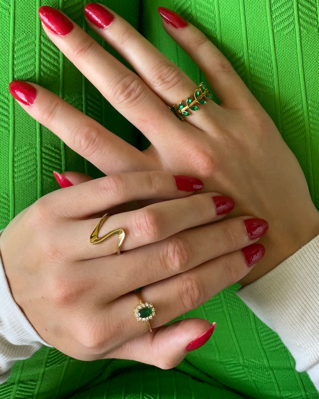 Jamie | Green Zirconia Ring 18K Gold