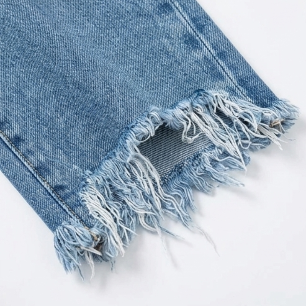 Vivara | Retro Fringed Cropped Straight Leg Jeans